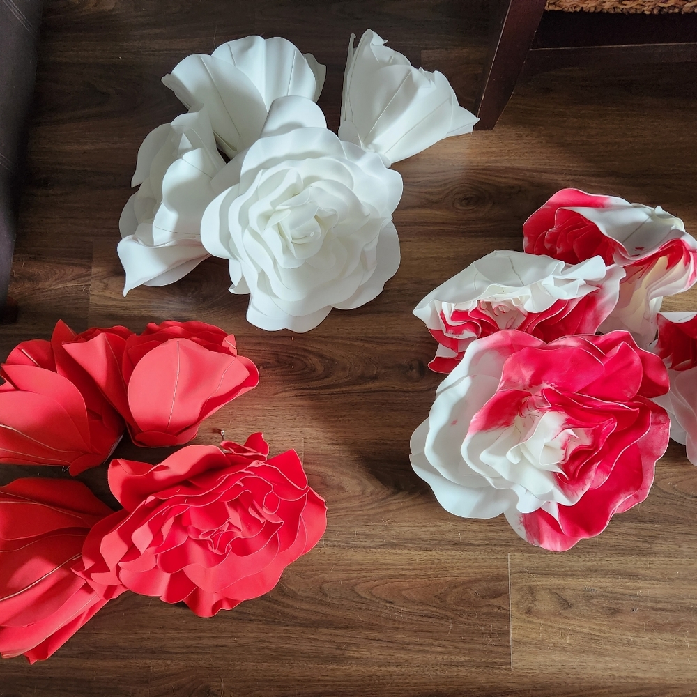 (12) Large Foam 16in Flowers - Alice in ONEderland / Wonderland 1st Birthday Tea
